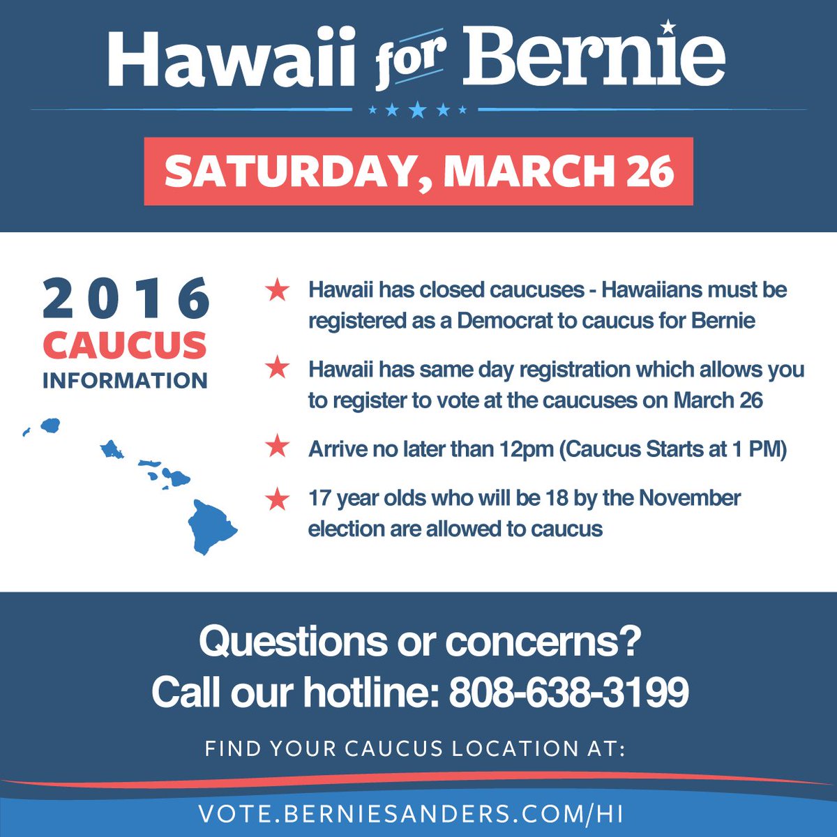 BernieSanders's tweet image. Alaska, Hawaii and Washington — today we caucus. Get to your caucus location early and join history in the making.