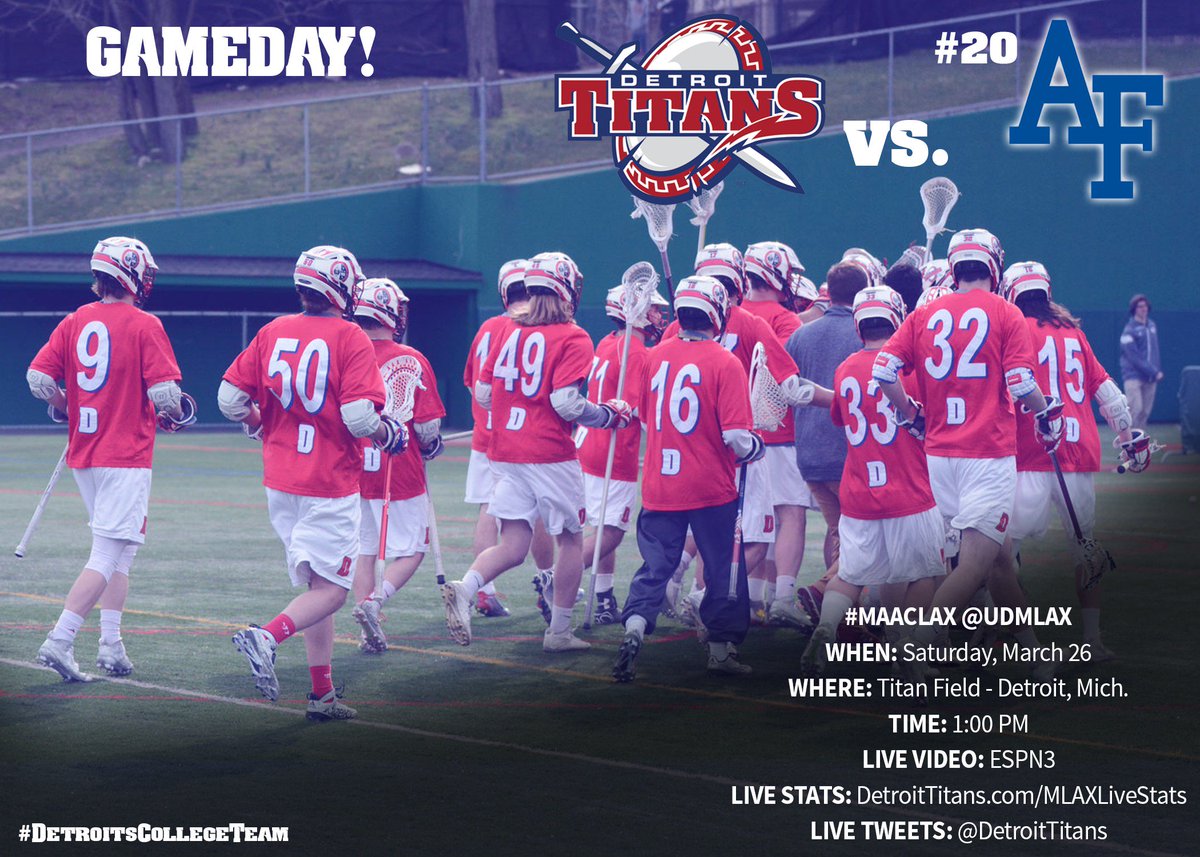 detroittitans's tweet photo. Big game out at Titan Field Today as @UDMLAX takes on #20 @AFLacrosse at 1 PM #LMLive #MAACLax https://t.co/N3OGtixBOJ