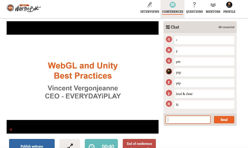 WithTheBest's tweet photo. #UnityWTB just started!!! Keynote speaker @vvergon presenting Web GL and #Unity3d's best practices! https://t.co/JPh8en9jSy