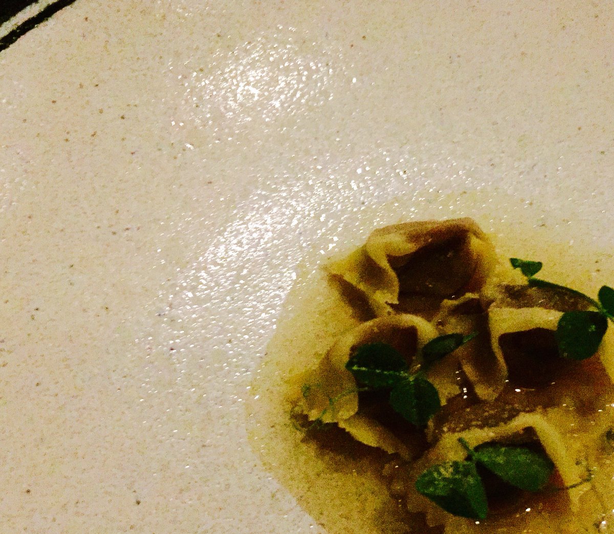 Mushroom agnolotti rye dashi.. 12 perfectly restrained brilliantly executed courses..LuMi..Stupidly good