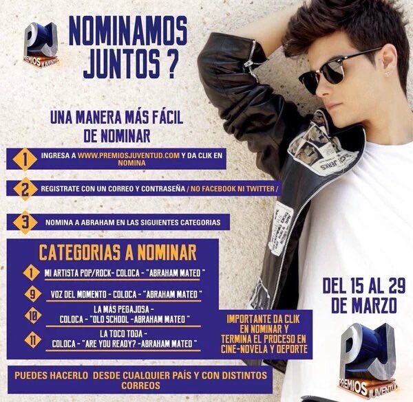 AbrahamMateo's tweet photo. Abrahamers, tan sólo TRES días para q cierren nominaciones! Vamos a darle caña👉 https://t.co/vLXPuKLWJS 
NOMINA ASÍ👇 https://t.co/d7aXqYwZdE