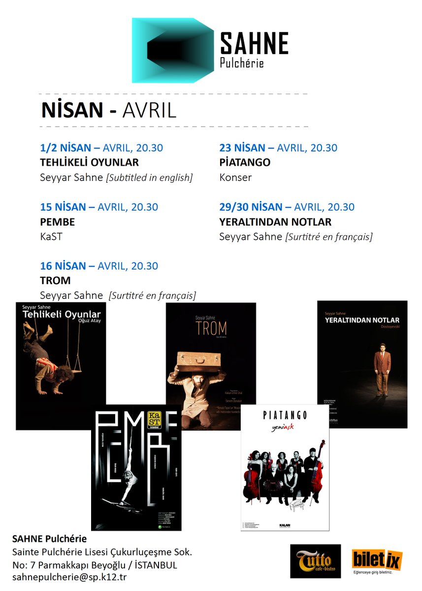 SahnePulcherie's tweet photo. Sahne Pulchérie Nisan Programı / La Programmation d'Avril de Sahne Pulcherie https://t.co/F1jIhywjhJ