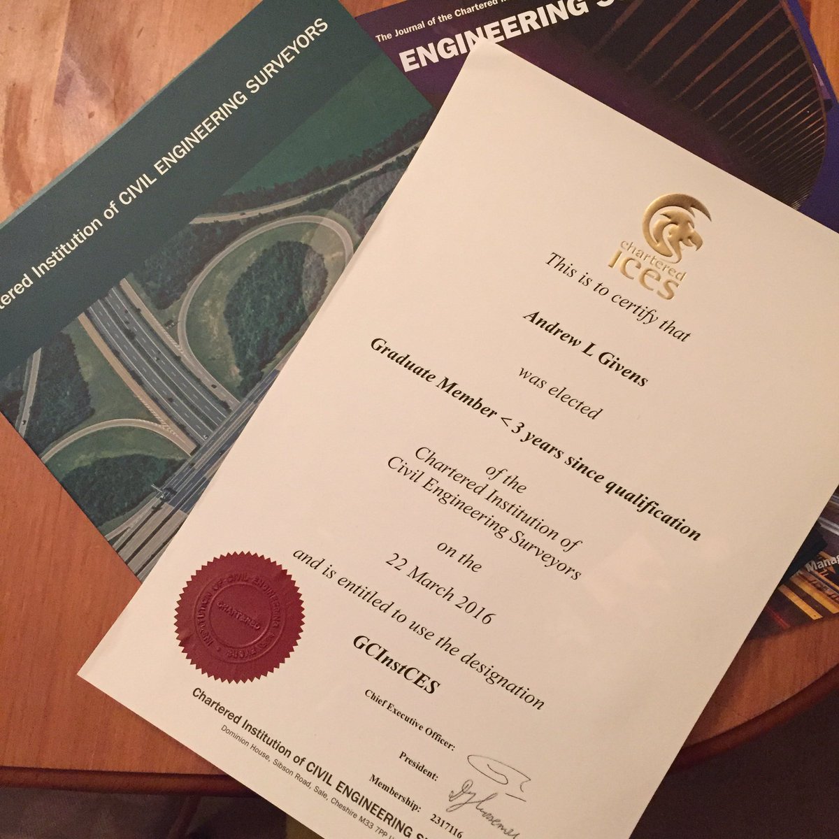 AndyLGivens's tweet photo. Arrived in the post today #charteredICES. Finally joined, better late than never. https://t.co/5VDRBBwk6q