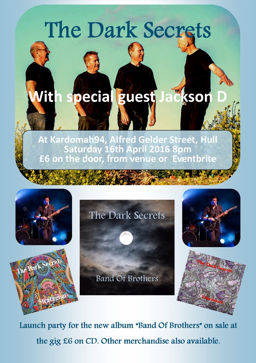 3 weeks to <a href="/Kardomah94/">Kardomah94</a> and the launch of our new album Band Of Brothers! Hope to see you there! <a href="/JacksonDsolo/">Jackson D</a> too!