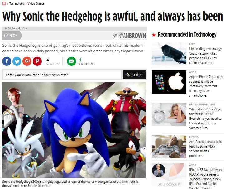 Why Sonic the Hedgehog is awful, and always has been - Ryan Brown