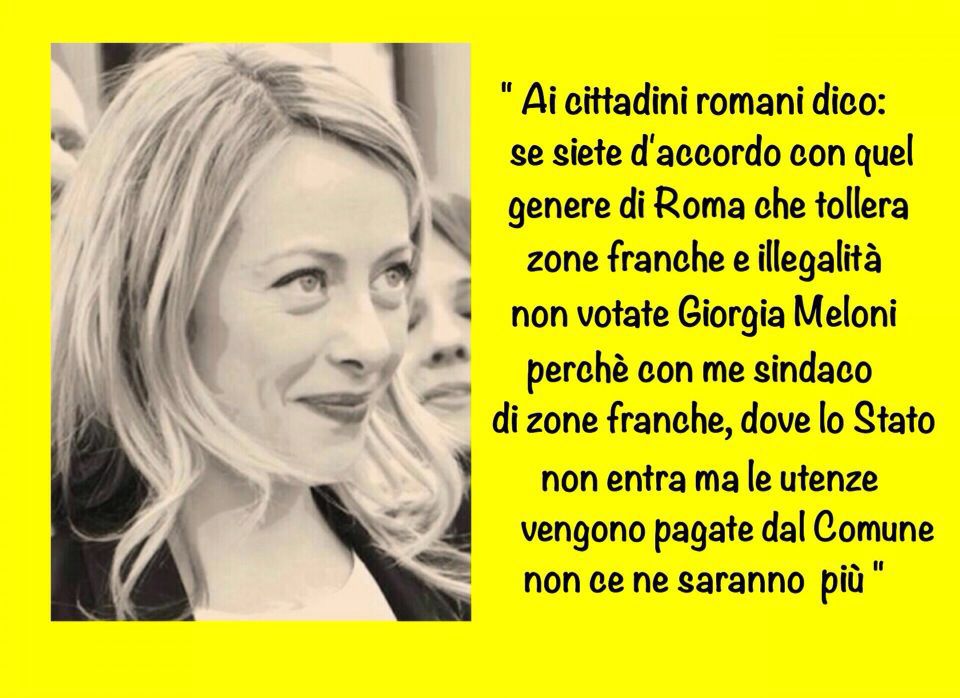 GiorgiaMeloni's tweet photo. A #Roma stabili occupati a cui Comune paga utenze ma dove Stato non può entrare. Votatemi e non ce ne saranno più ST https://t.co/oucyZLY4sb