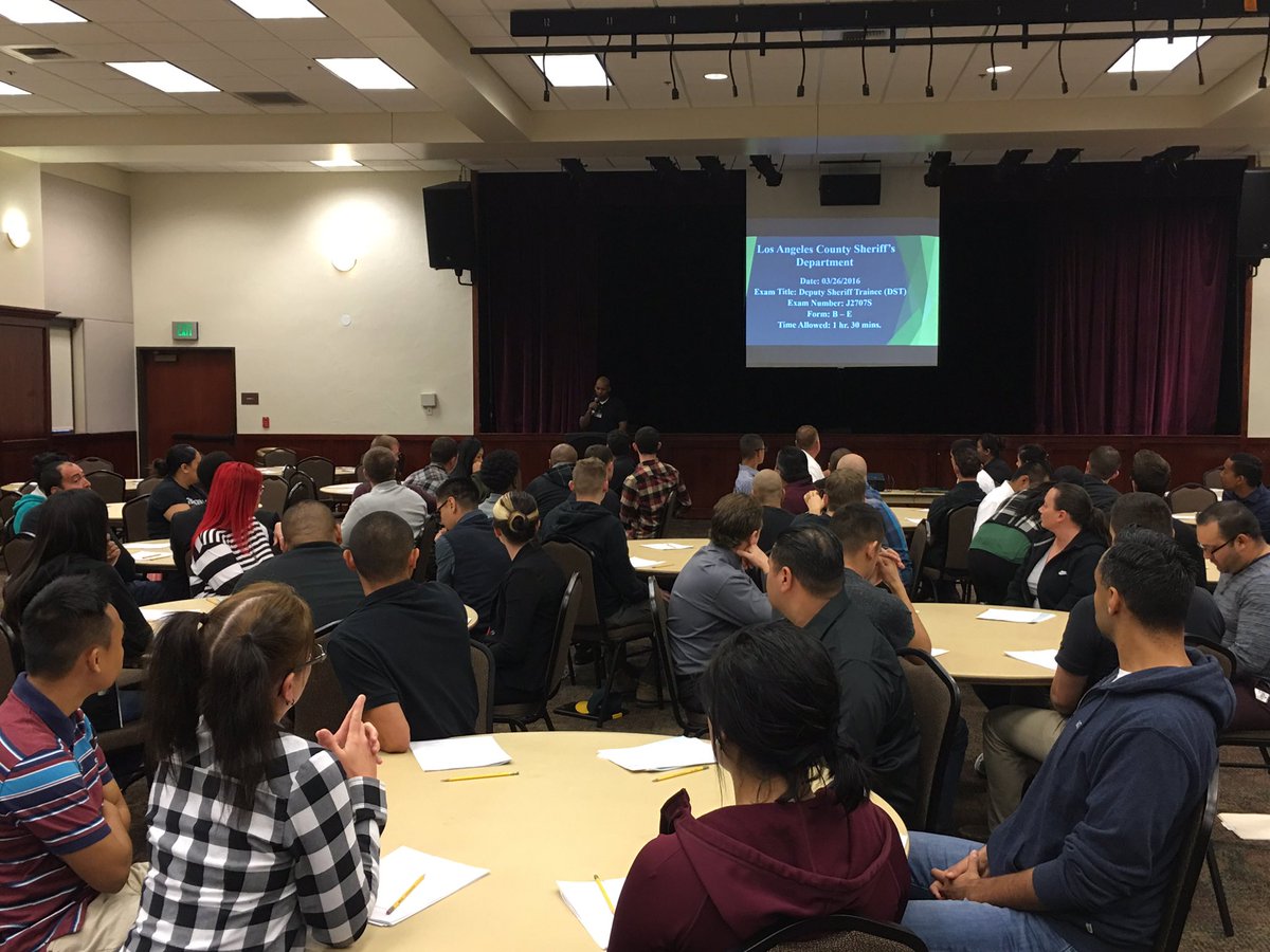 LASDMIKE1's tweet photo. Taking the first step to becoming a Deputy Sheriff! Written test at Chimbole Center! @joinLASD #LASD https://t.co/JoJGuTtmLo