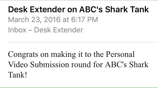 DeskExtender's tweet image. We made it to #SharkTank Round 2! Thanks to the Casting Team. Back to work!
#entrepreneur #startups #investors