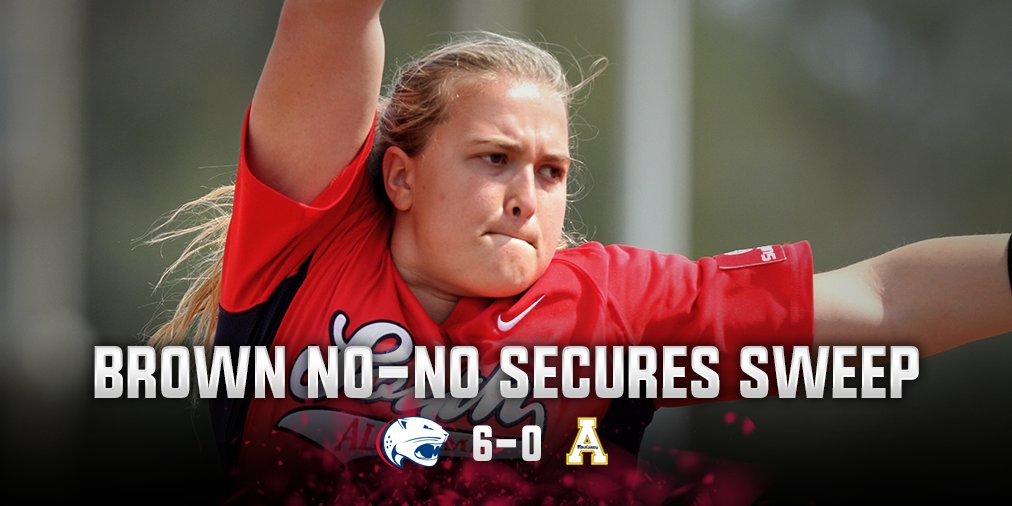 FINAL :: South Alabama 6, App State 0. Brown throws her second career no-hitter, USA records a season-high 15 hits.