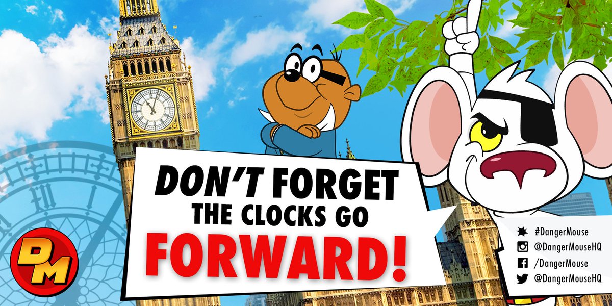 dangermouseHQ's tweet photo. Summertime is on its way, bring on the sunshine! 😎 (Don't forget to change your clocks, guys.) ⏰ #DangerMouse https://t.co/qSsKIURXcG