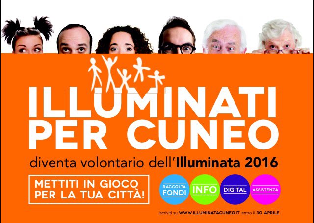 cuneoilluminata's tweet photo. È partita la campagna di reclutamento dei Volontari Illuminati.
#illuminata2016 https://t.co/CU3zT0XwP8