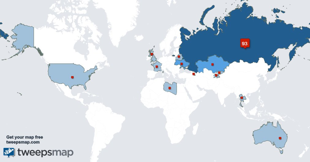 garkov66's tweet photo. My followers live in Russia (92%), Ukraine(3%)... Get your free map too: https://t.co/IWl2O9zg7u https://t.co/oSRXKHKvlE