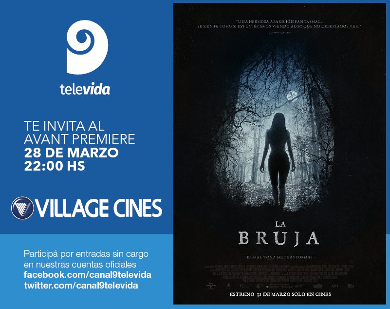 Canal 9 Televida te invita al #AvantPremiere de #LaBruja. Seguinos y dale RT a este tweet para participar #Mendoza