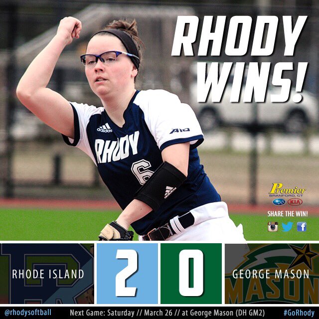 GoRhodyRams's tweet photo. 🙌🏽🙌🏽 to @RhodySoftball on winning their @atlantic10 opener at Mason &amp; freshie @rebfastpitch on her first CG shutout! https://t.co/8D7e263QB2