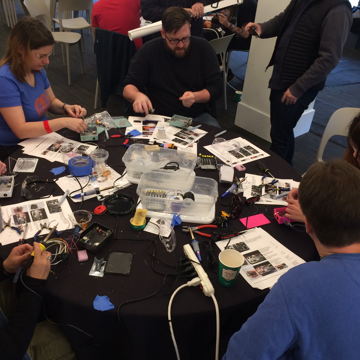 hackfortfest's tweet photo. Come hack with us! Hardware Hack on the 2nd floor of @TheOwyhee! 🙈 #Treefort2016 #hackfort3 https://t.co/DAW4j8pS7D