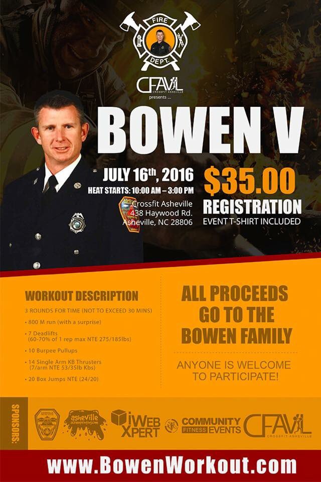 CarolinaBhood's tweet photo. The 5th Annual 'Bowen Hero WOD' is coming in July! Interested in participating or hosting? https://t.co/jxYAIjgold https://t.co/iIVGXUpaTL