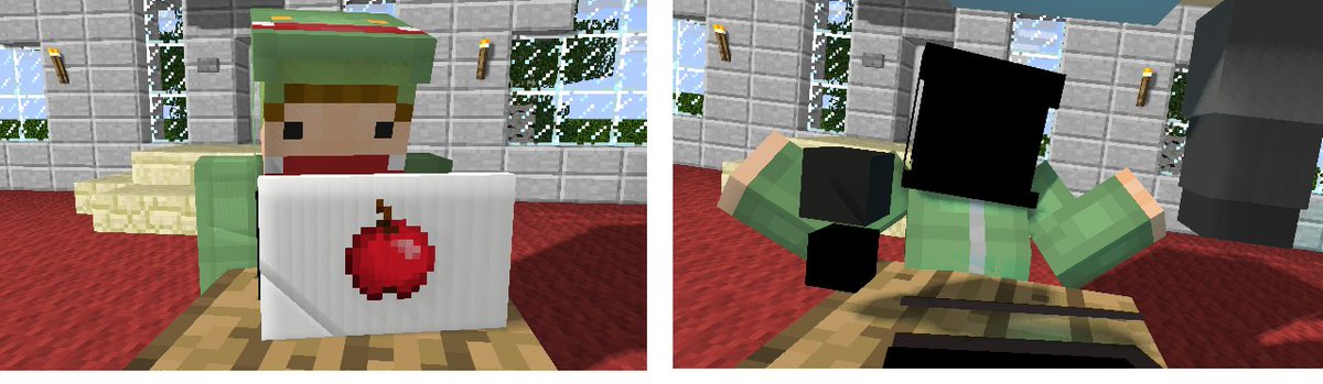 MineProduced's tweet image. Ungespielt / Unge @unge 
Vorher -  Nachher 😂
Animation an der ich gerade arbeite.  #MinecraftProduced