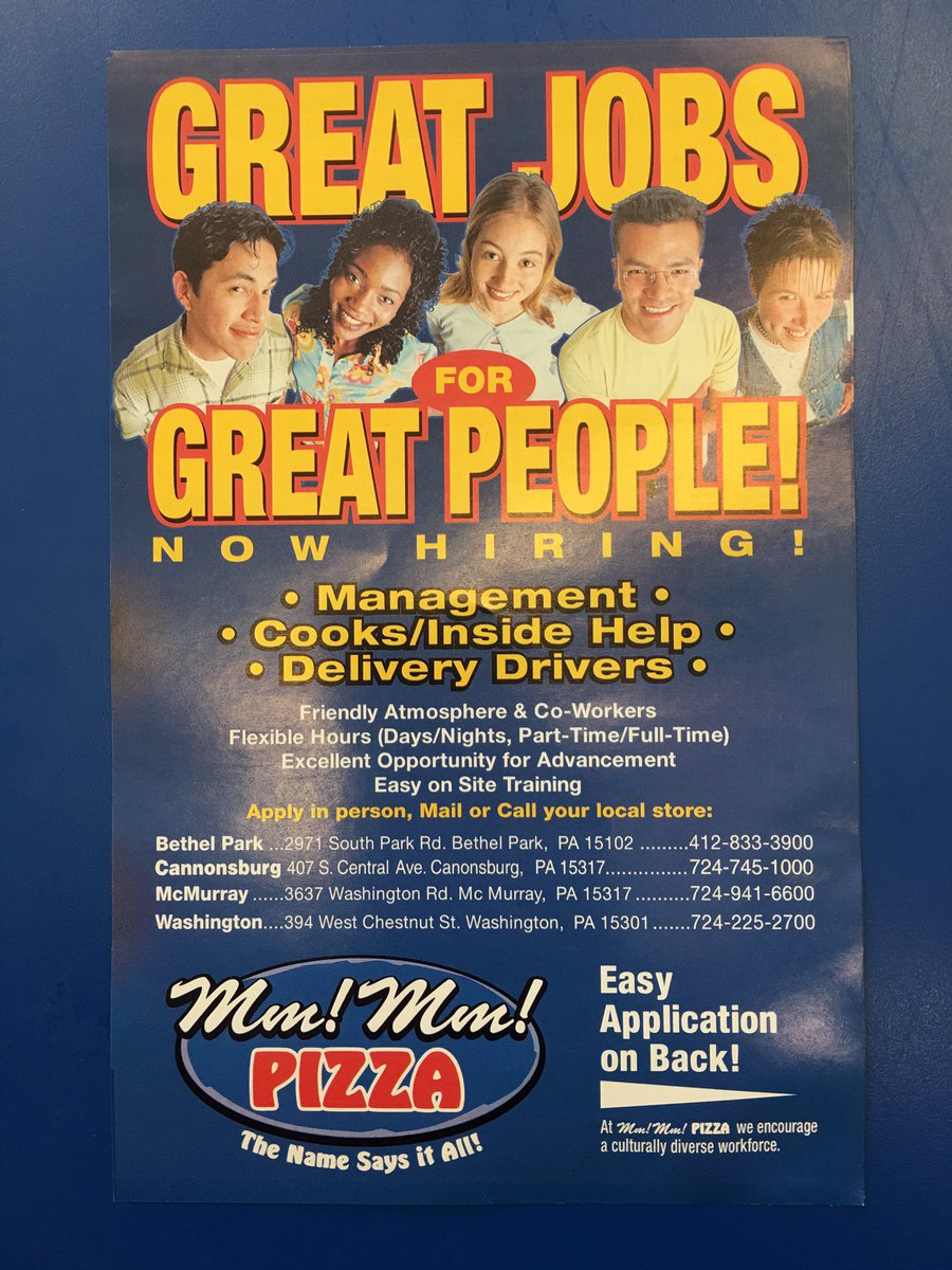 Mm_Mm_Pizza's tweet photo. Now Hiring Part Time cook positions! #Canonsburg #McMurray #BethelPark #Washington https://t.co/OEdUEQMgfQ