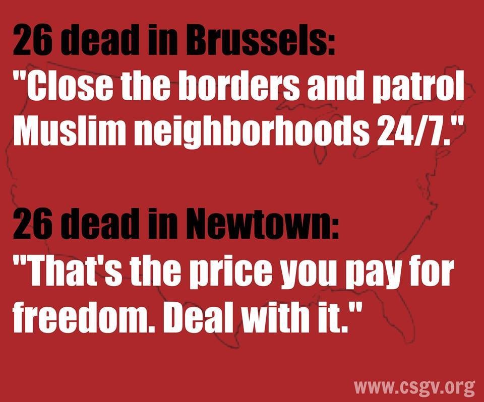 JimmyBear2's tweet photo. The Logic of Nihilists and Racists.
#BrusselsAttacks 
#NewTown 
#GunViolence 
#GunSense https://t.co/eDY3HIm1la