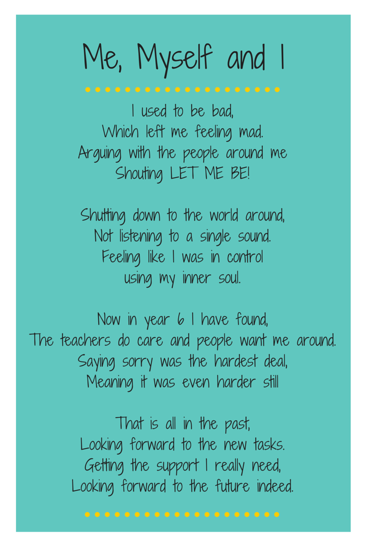 ThriveApproach's tweet image. This lovely poem was written by a year 6 pupil about how sessions with #Thrive have helped benefit her