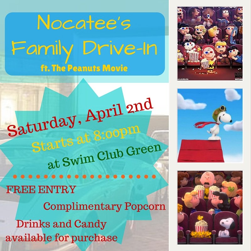NocateeLiving's tweet photo. Ready for another Nocatee #FamilyDriveIn? April's movie will be The Peanuts Movie! #LIKE if you will be attending! https://t.co/eSC0pR8Njl