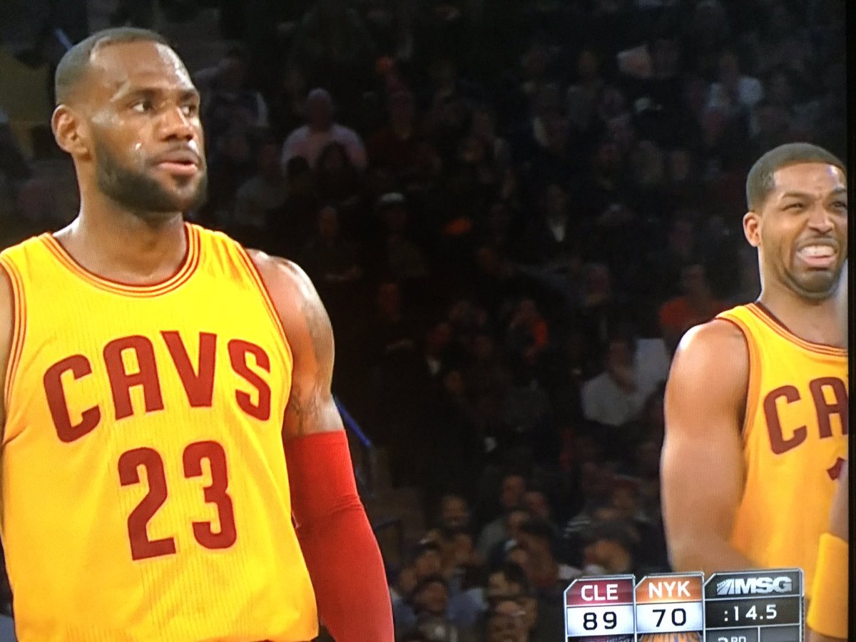 Rosenbloom's tweet image. Tristan Thompson liked that dunk from LeBron James #DunkFace #StinkFace #NBA #Knicks @talkhoops