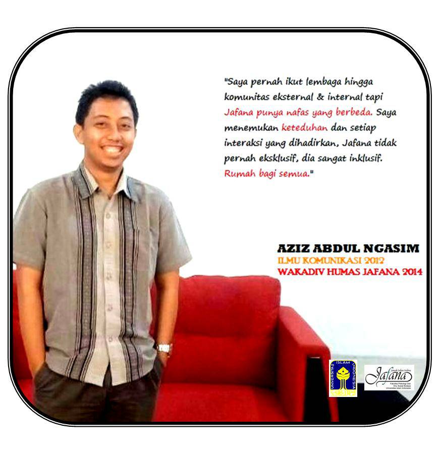Jafana_FPSBUII's tweet photo. Nah ini nih salah satu alumni JAFANA, Mas Aziz. Apa sih kata beliau ttg JAFANA? 
Ayo bergabung dengan kami di JAFANA https://t.co/V7Iip6FOiX