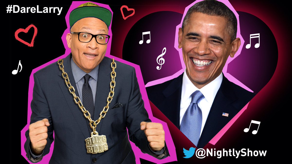 nightlyshow's tweet photo. K g2g binge watch @robinthede segments to make up for the fact Larry won't be rapping for Obama #darelarry https://t.co/nHGjC3gc1j