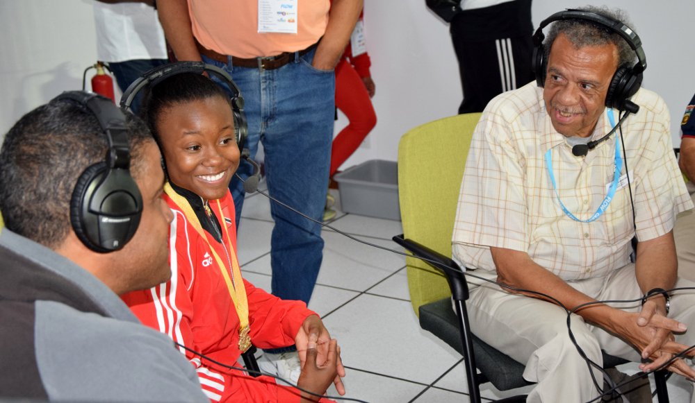 terryfinisterre's tweet photo. Khalifa St Fort, aka Miss Never Vex. Excellent interview. Fabulous poise and diction. #FLOWAmbassador #CARIFTA https://t.co/qXXnqV4vLN