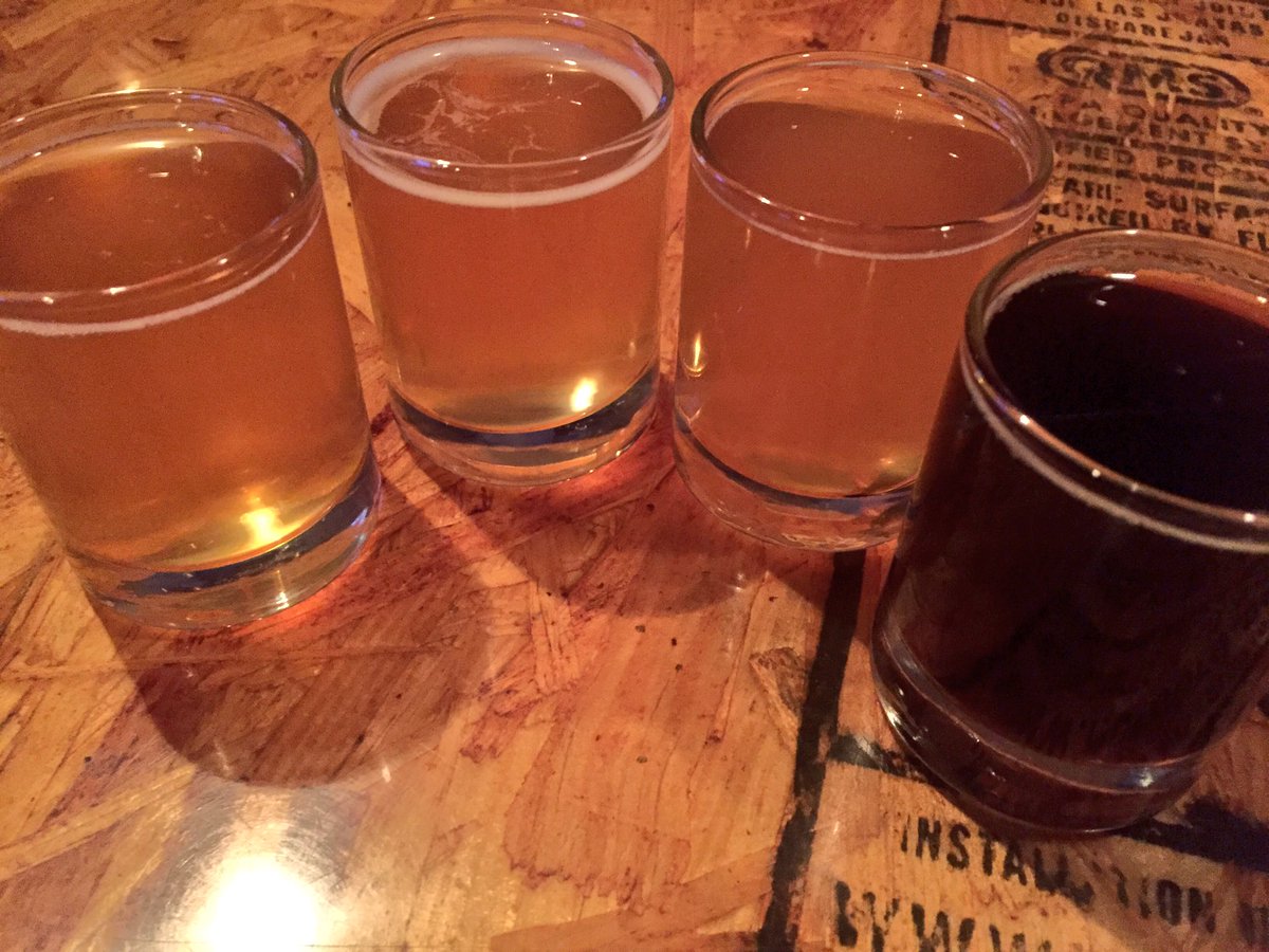 Trying some samples before ordering at <a href="/ohsobrewery/">O.H.S.O. Brewery</a>: coconut creme, stuffed muffin, she wolf, &amp; marionberry blackale
