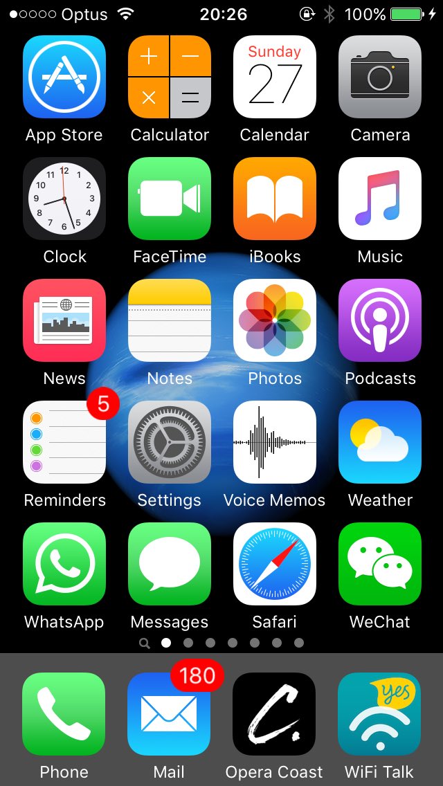 aboutbing's tweet photo. @coastbrowser Just share my iPhone's home screen. Opera Coast is in the dock. Safari replaced. https://t.co/DBGSHj34fo