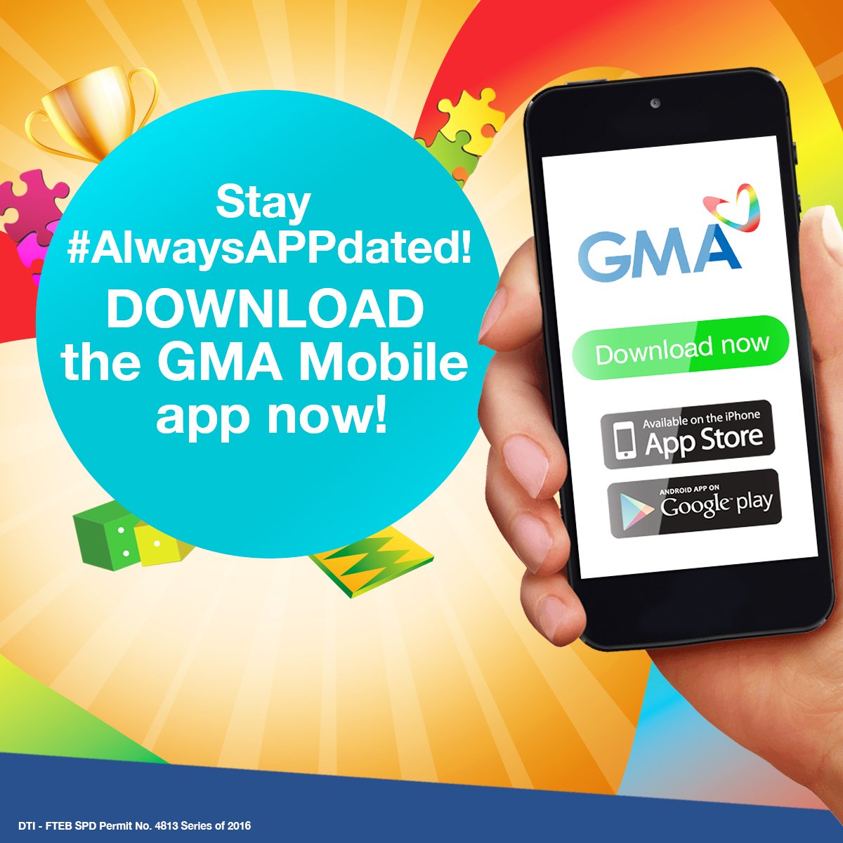 gmanetwork's tweet image. Gusto mo ba ng chance na manalo ng cellphone load? Download the GMA mobile app now! #AlwaysAPPdated