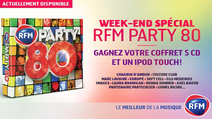 RFMFrance's tweet photo. Ce week-end, #RFM se met aux couleurs des années 80'! #RFMPARTY80 ! + d'info ici : https://t.co/n5eoDrVfWW https://t.co/V5VVaxtpbU