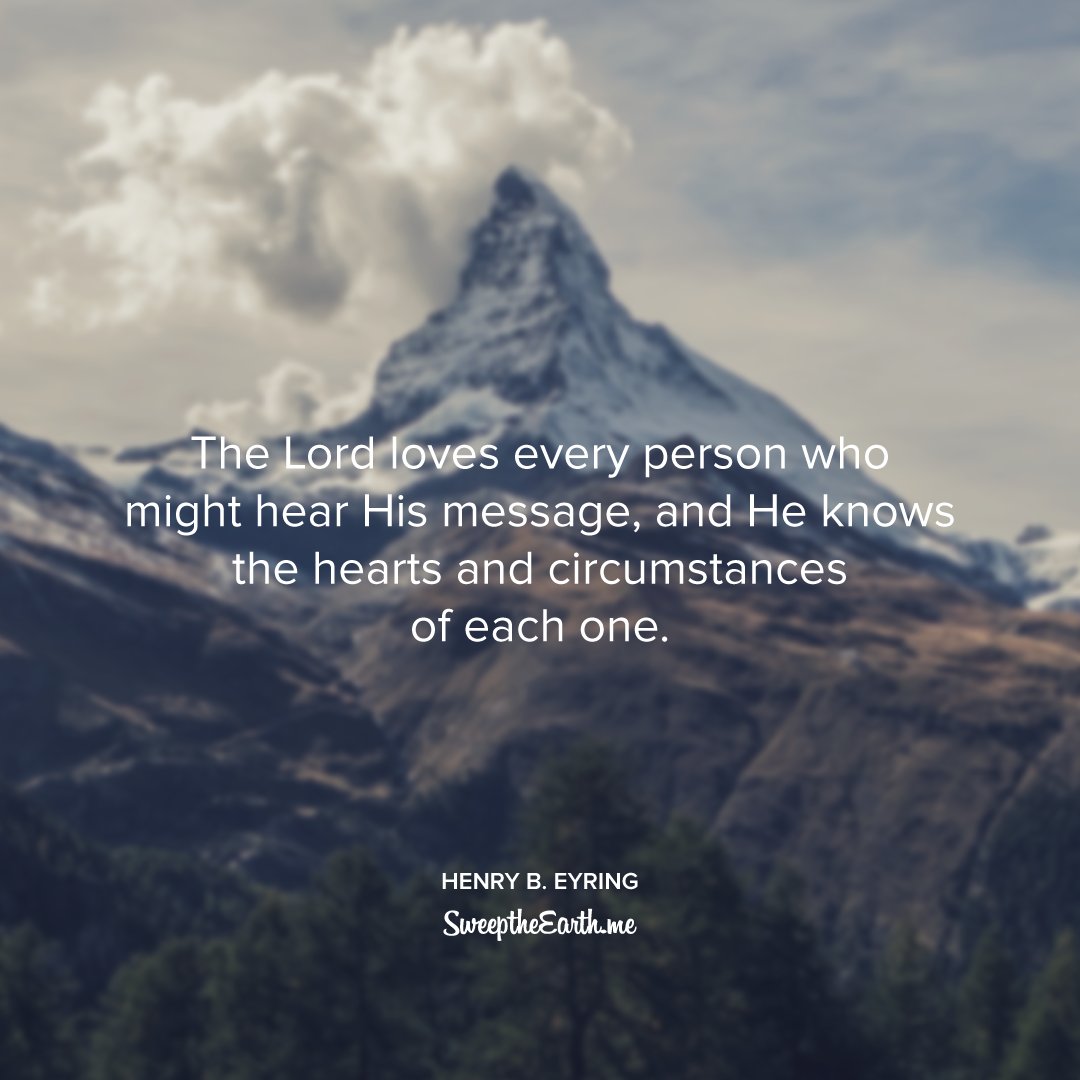 _sweeptheearth's tweet photo. The Lord loves every person who might hear His message. @EyringHB #sweeptheearth #sharegoodness #ldsconf #genconf https://t.co/K6MXWKlq22