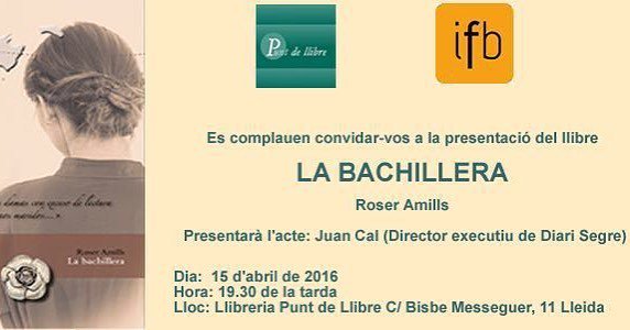 Ben aviat, presentació de #Labachillera a #lleida a la llibreria @puntllibre