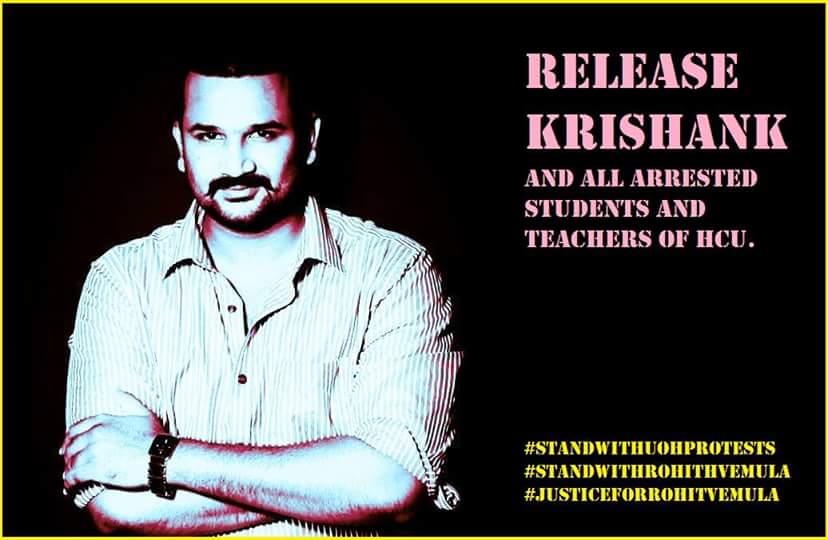 jacuoh's tweet photo. Release Krishank and other detainees immediately
#StandWithHCU
#JusticeForRohith
#UnlockHCU
#BringThemHome https://t.co/dLtnaAHDQK