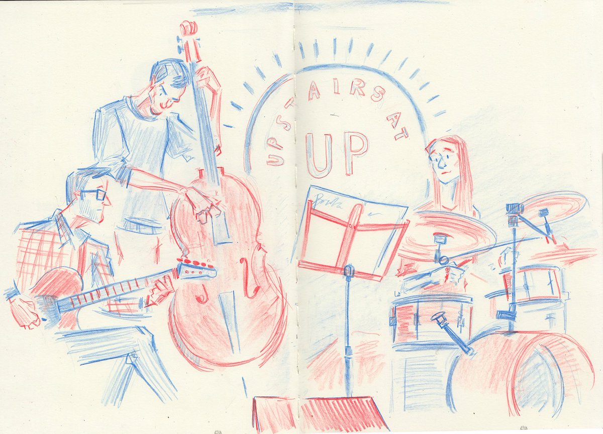last sunday's #sketchbook trip to @UpstairsRitzy w/ @drawnchorusers. tip-top session by @cmillerguitar's trio! ✨🎸✨