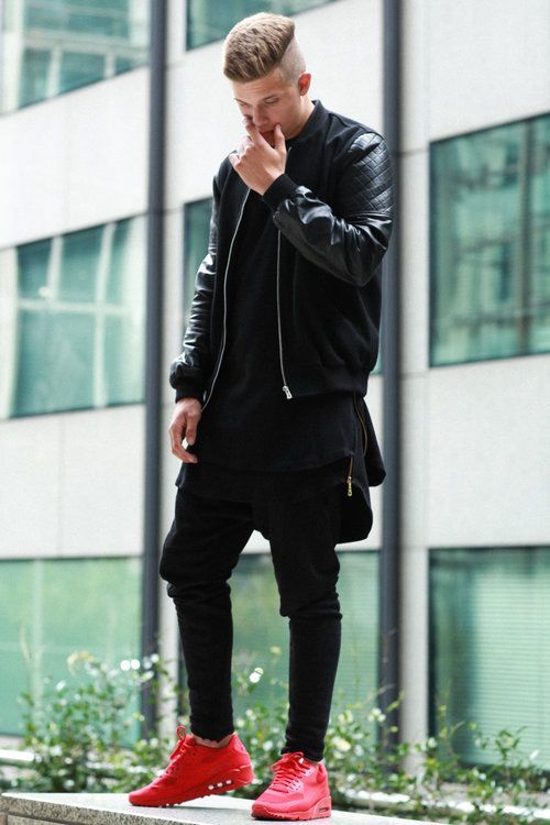 Eiichi Yukishita Menssnap 黒ブルゾン 黒スキニーパンツ Nikeエアマックス90赤 コーデ詳細 T Co Pyx3ujzezx T Co Kdcxegd59i 全身黒だけどかなりカジュアルな赤いスニーカーを足元にする事でバランスを取っている Eiichi Yukishita Menssnap 黒ブルゾン 黒スキニーパンツ Nikeエアマックス90赤 コーデ詳細 T Co Pyx3ujzezx T Co Kdcxegd59i 全身黒だけどかなりカジュアルな赤いスニーカーを足元にする事でバランスを取っている