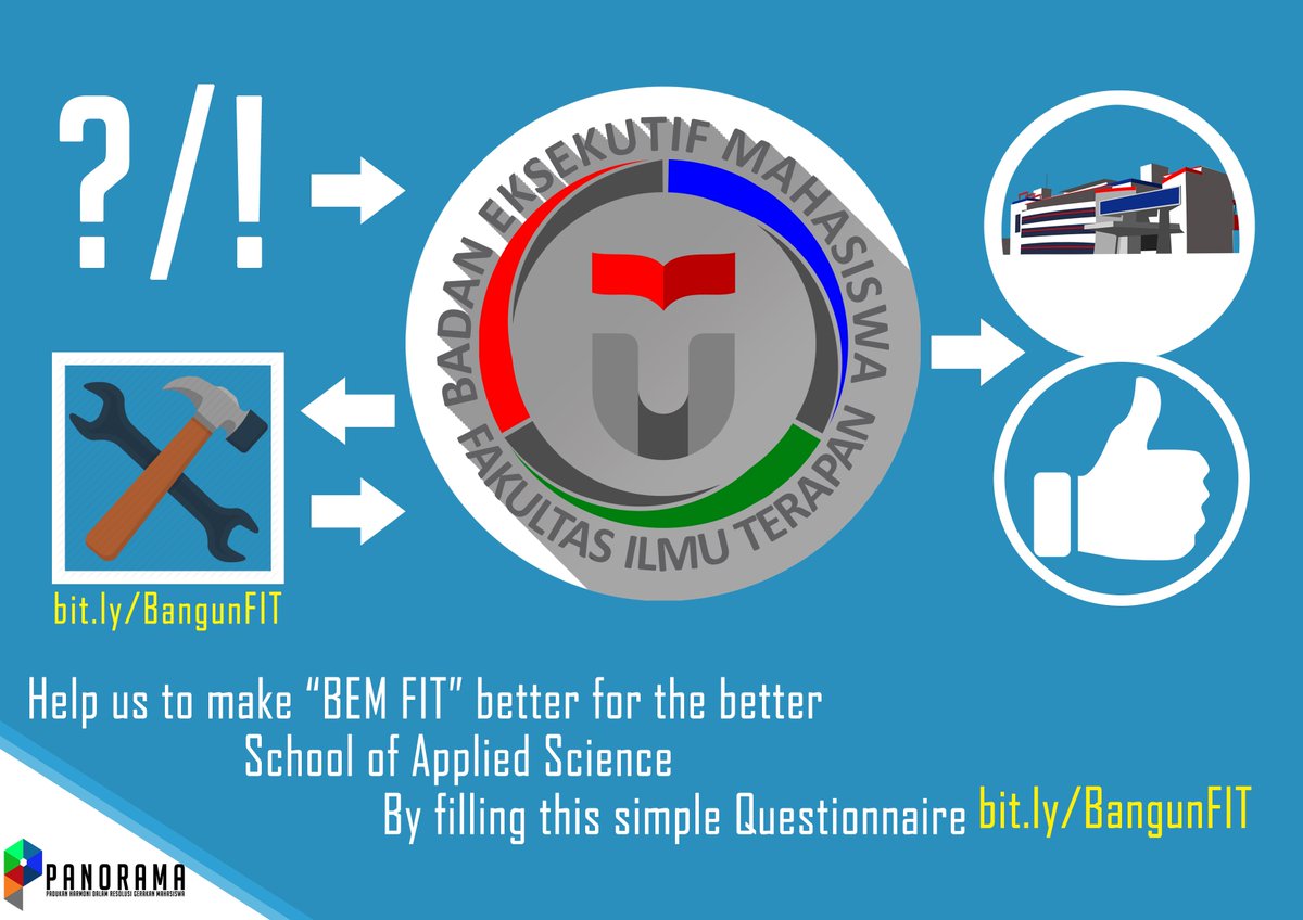 Dalam rangka membuat BEM FIT menjadi lebih baik, kami membagikan kuisioner ini  bit.ly/BangunFIT #BEMFIT2016