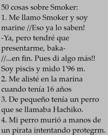 WhiteChase_'s tweet photo. 50 cosas sobre Smoker- parte 1 https://t.co/QEltoZkQu6