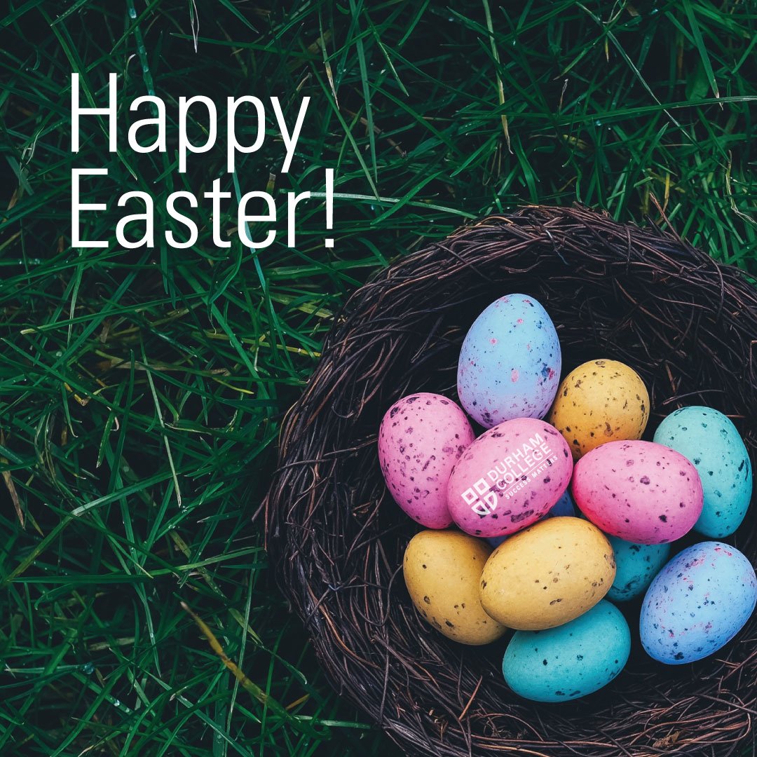 durhamcollege's tweet photo. May your Easter basket be full of joy, happiness and peace. https://t.co/asEi8TquDr