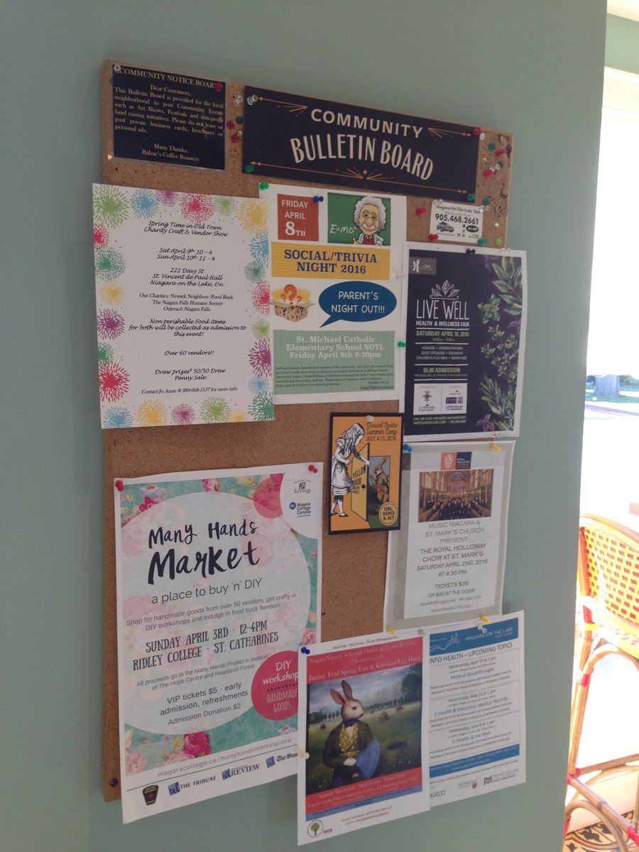 notl419's tweet photo. Nice to see @Balzacs #NOTL posting @EventMgmtNC @ManyHands2016 #manyhandsmarket poster April 3rd @Ridley_College https://t.co/bOOPuUGeYP