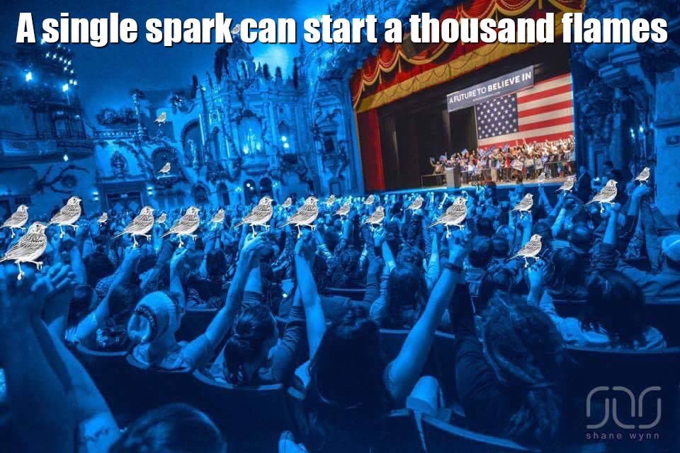 People4Bernie's tweet photo. How are you lighting the fire of the revolution? https://t.co/LmFnNsKmfO #FeelTheBern https://t.co/lJTzYDAaBp