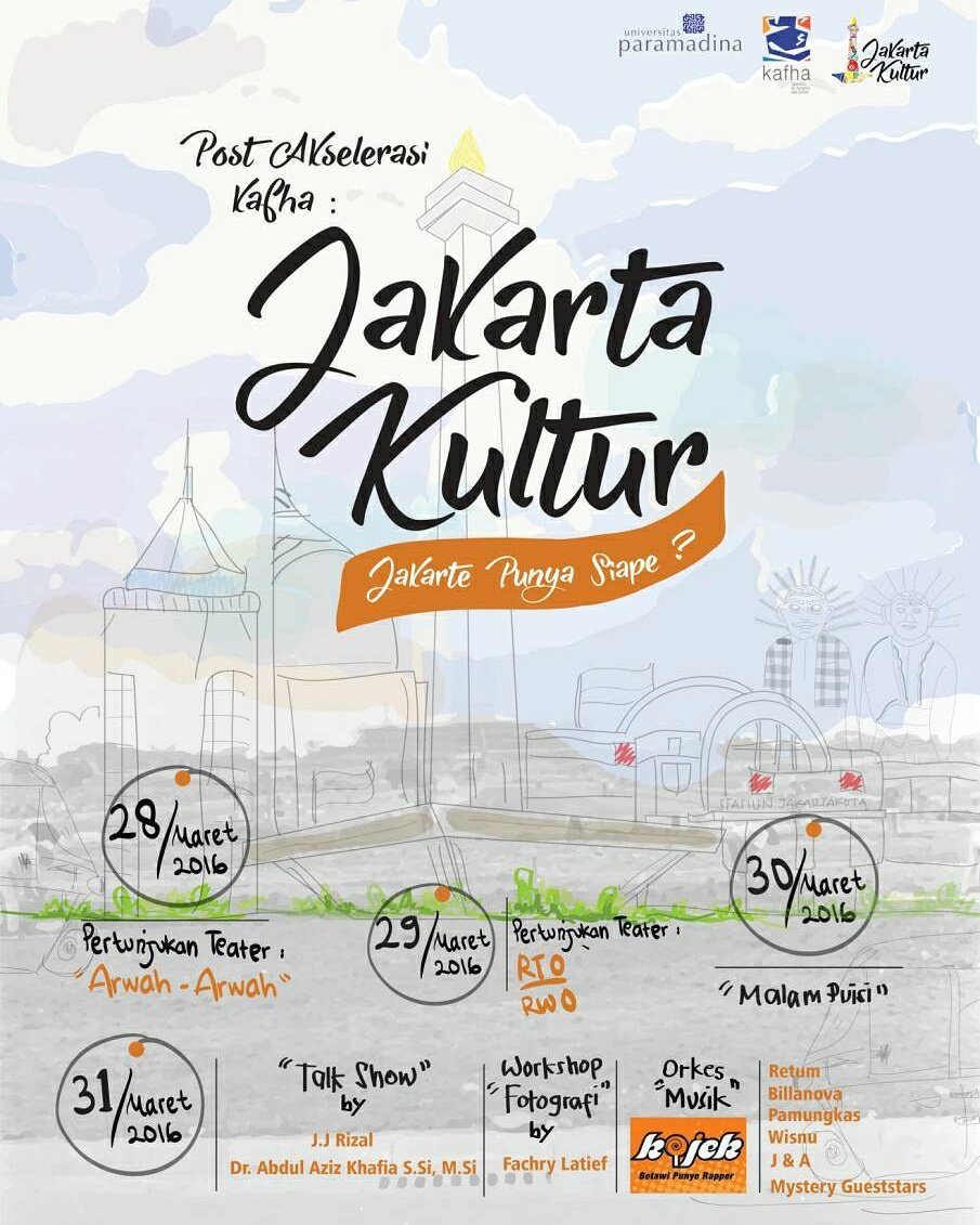 31 Maret di Kampus Paramadina , 2 April di HUT <a href="/JakTenabang/">Jakmania Tanah Abang</a> #KojekRapBetawi #JakartePunyeSiape #TenabangPunyeGaye