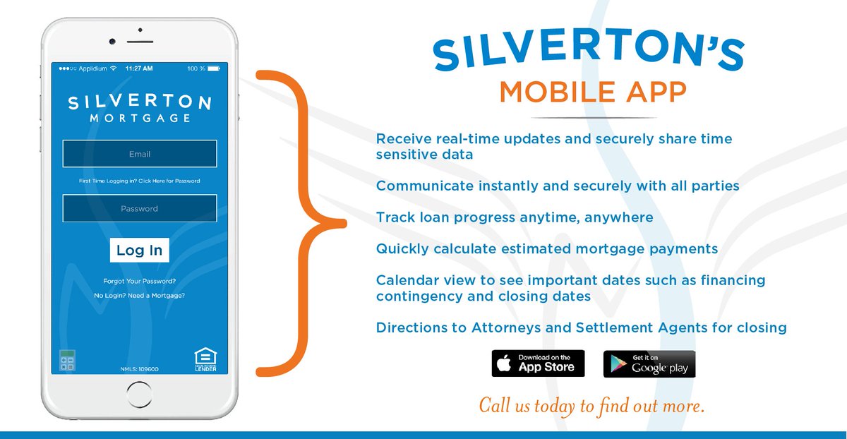 SilvertonMtg's tweet photo. Our new mobile app helps keep everyone connected throughout the #loan process! https://t.co/W0ZCn5PPyd