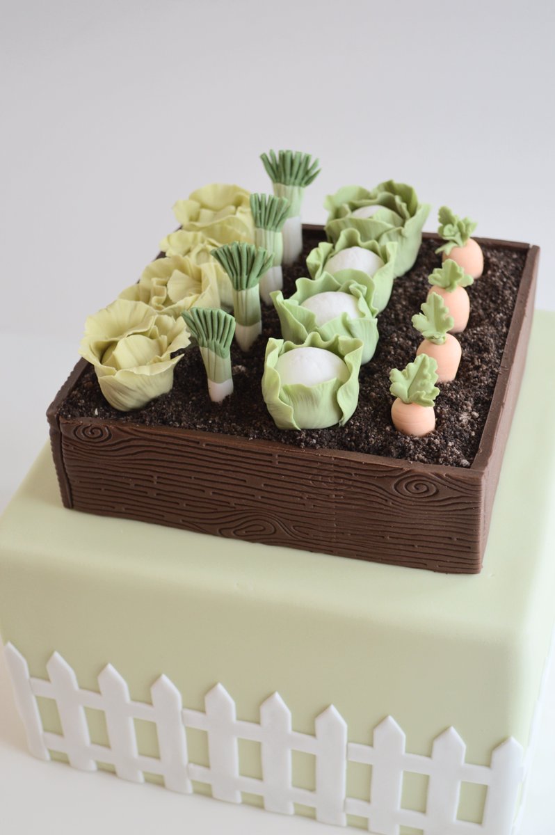 PrettyFancyCake's tweet image. First cake of the week, a cute 90th allotment gardening cake for George! #gardening #birthday #celebrate