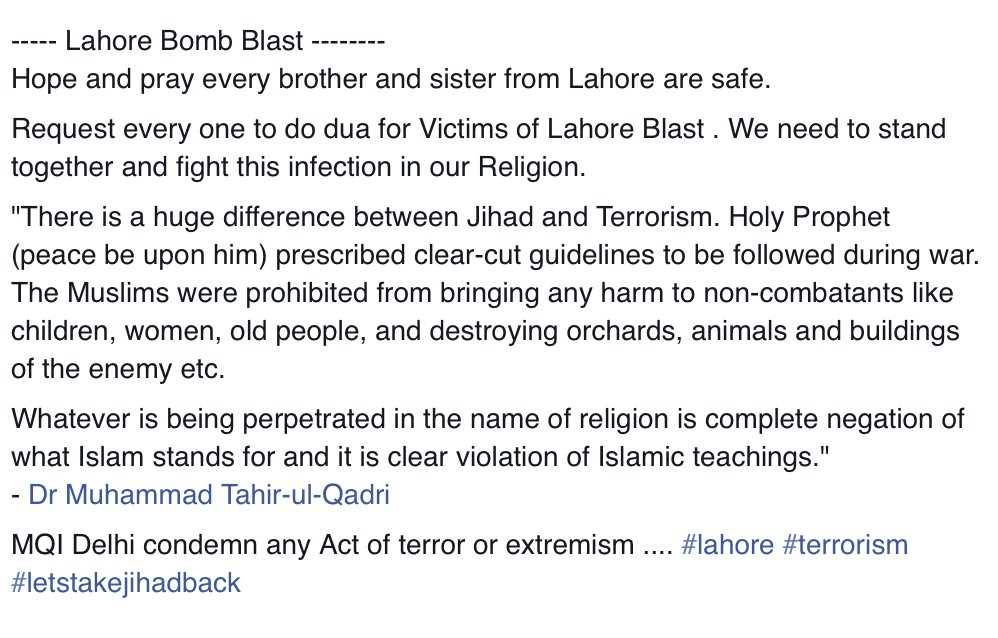 mqidelhi's tweet photo. #lahore #terrorattack #peace @MinhajORG @MinhajulQuran @Minhaj_Mercy @minhajwelfare https://t.co/RQP9Z0U195