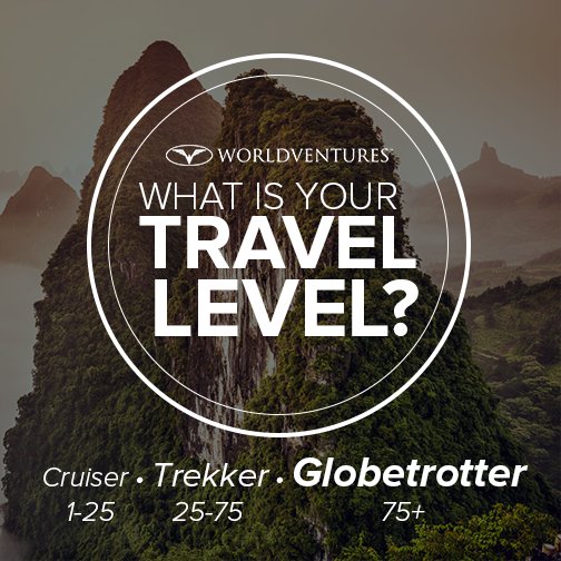 WorldVentures's tweet photo. How many trips have you been on with #WorldVentures? Share your #TravelLevel with us! https://t.co/40BUOgpS45