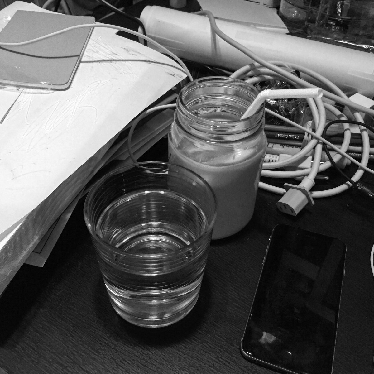 MVAJoshua's tweet image. Drinks ready for to record a new #ThroughProcess podcast with @mgoldst and @timbelonax.