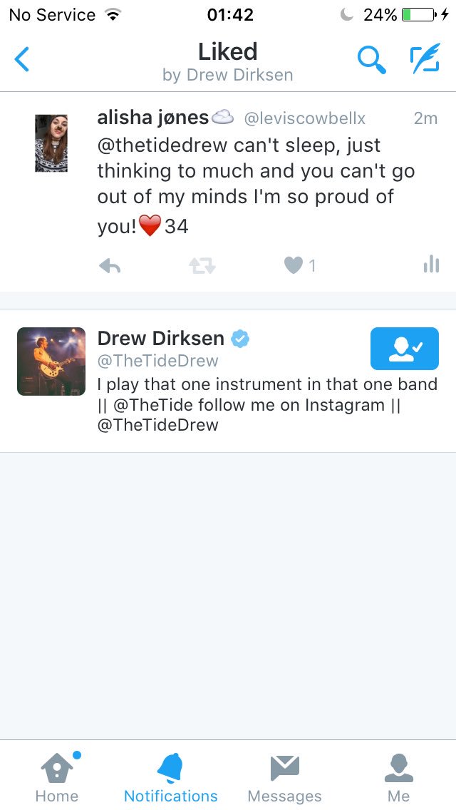 TheTideUP's tweet photo. @TheTideDrew Liked my tweet, I can sleep better now! Love you🙈💘 https://t.co/S77ZNSZoAw